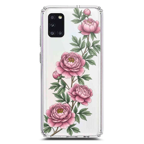 Samsung Galaxy A31 Cover - Velvet Bloom Series - Clear Phone Case - Soft Silicon Borders