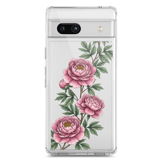 Google Pixel 7a Cover - Velvet Bloom Series - Clear Phone Case - Soft Silicon Borders
