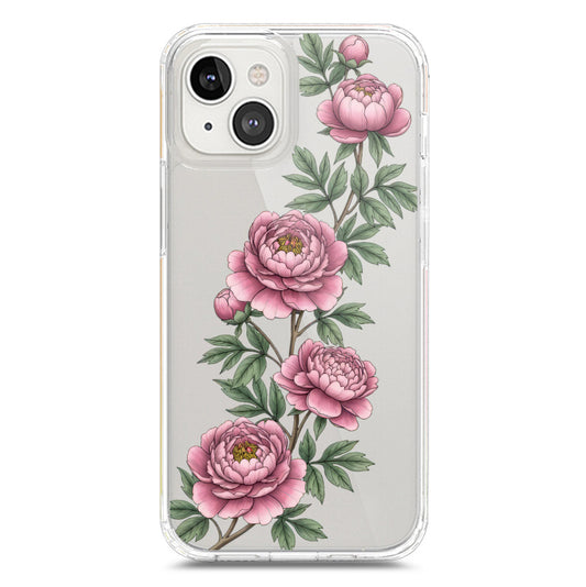 iPhone 14 Cover - Velvet Bloom Series - Clear Phone Case - Soft Silicon Borders