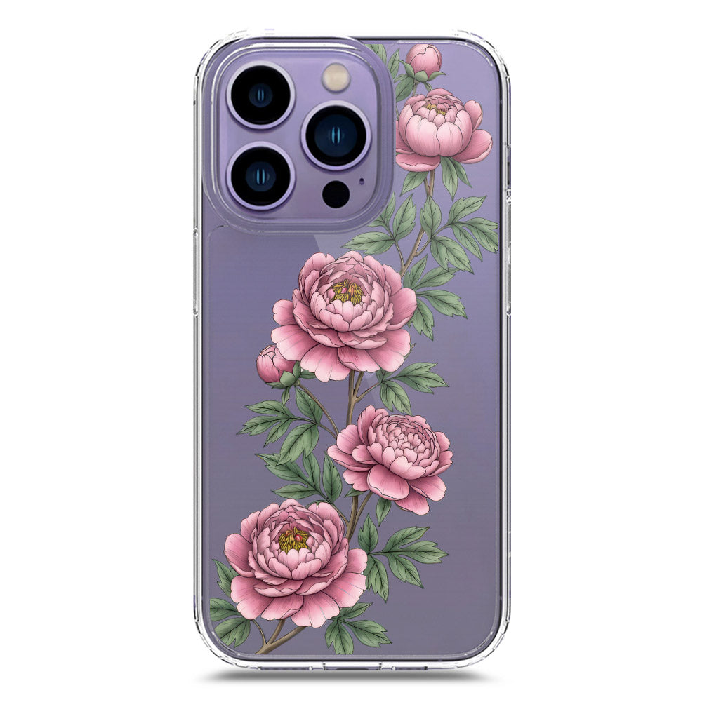 iPhone 14 Pro Cover - Velvet Bloom Series - Clear Phone Case - Soft Silicon Borders