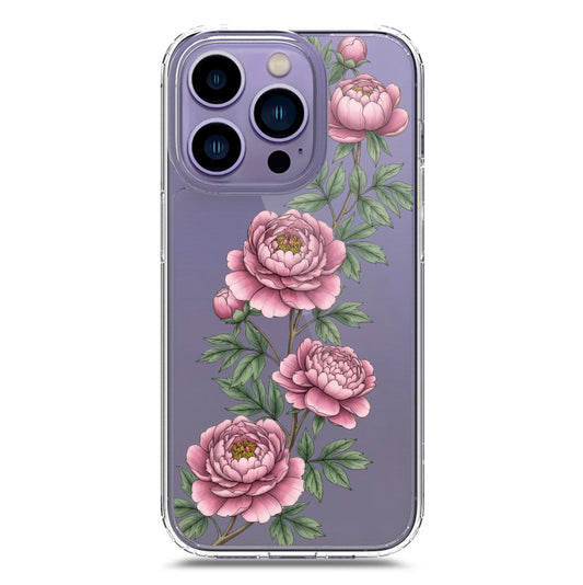 iPhone 14 Pro Cover - Velvet Bloom Series - Clear Phone Case - Soft Silicon Borders