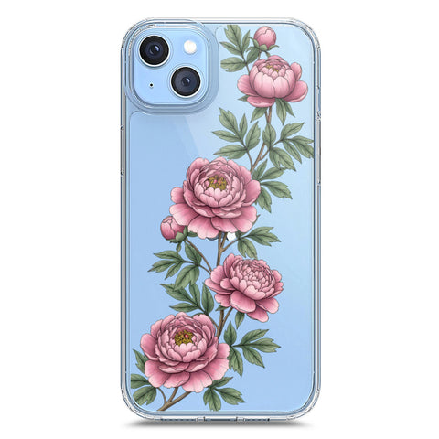 iPhone 14 Plus Cover - Velvet Bloom Series - Clear Phone Case - Soft Silicon Borders