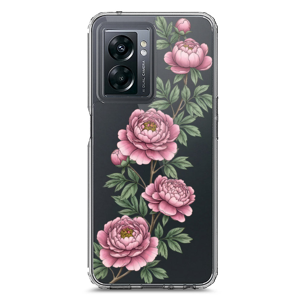 Oppo A77 5G Cover - Velvet Bloom Series - Clear Phone Case - Soft Silicon Borders