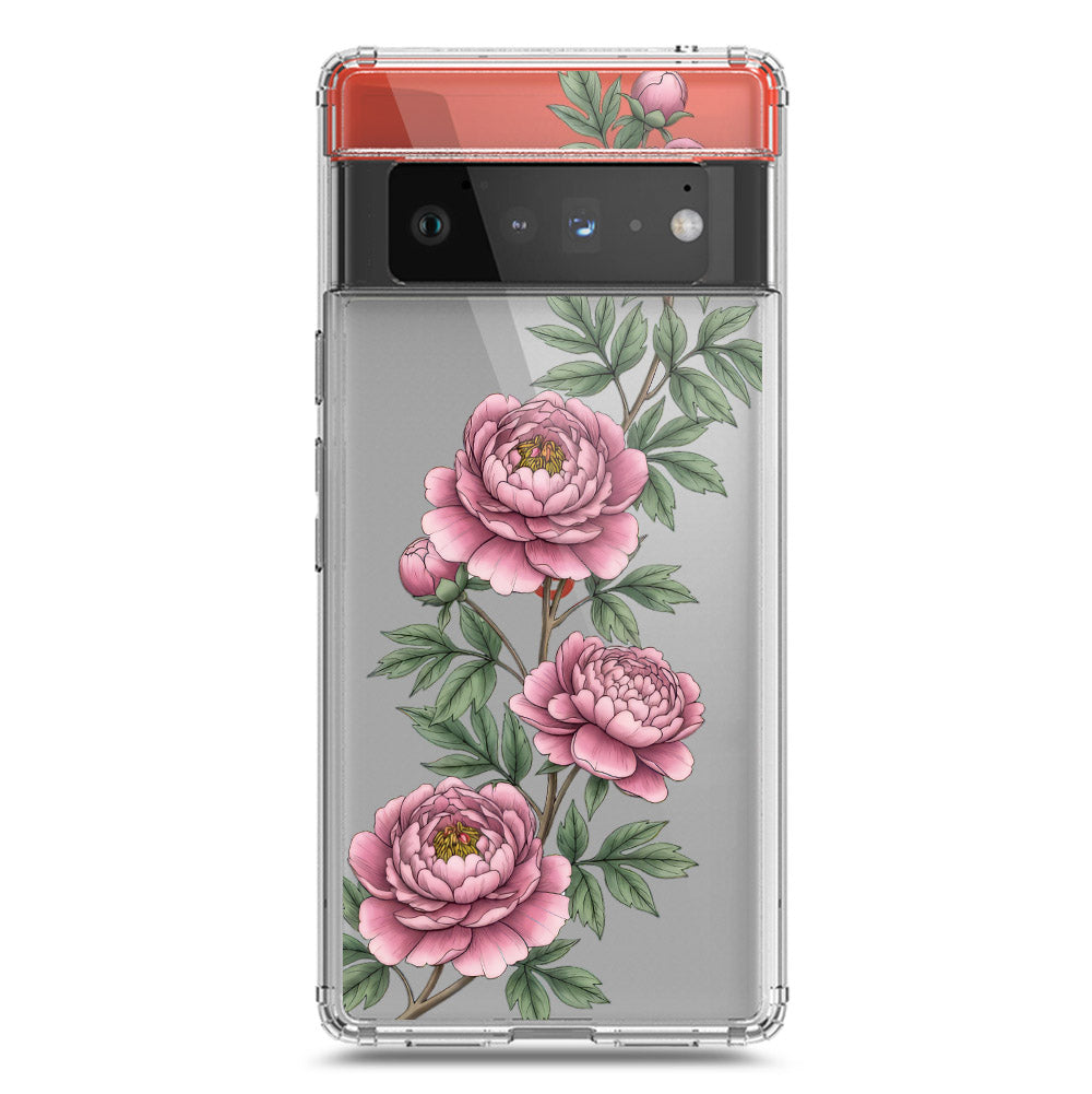 Google Pixel 6 Pro Cover - Velvet Bloom Series - Clear Phone Case - Soft Silicon Borders