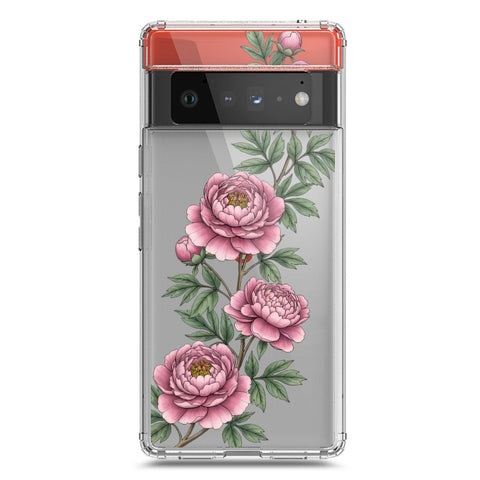 Google Pixel 6 Pro Cover - Velvet Bloom Series - Clear Phone Case - Soft Silicon Borders