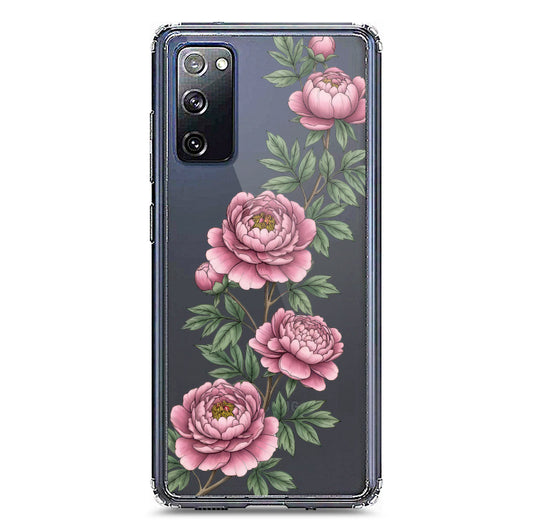 Samsung Galaxy S20 Cover - Velvet Bloom Series - Clear Phone Case - Soft Silicon Borders