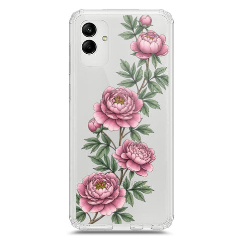 Samsung Galaxy M02s Cover - Velvet Bloom Series - Clear Phone Case - Soft Silicon Borders