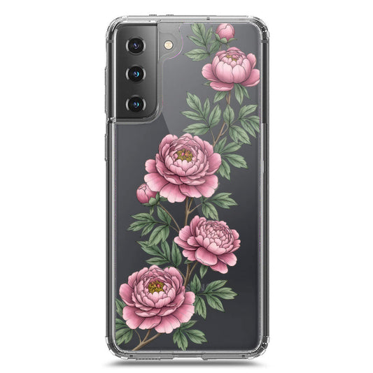 Samsung Galaxy S21 Plus 5G Cover - Velvet Bloom Series - Clear Phone Case - Soft Silicon Borders