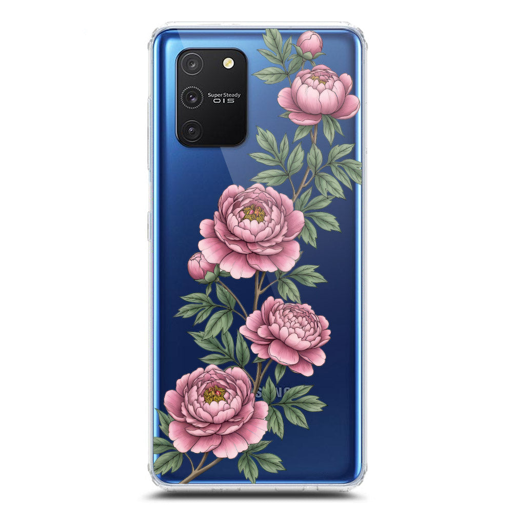 Samsung Galaxy M80s Cover - Velvet Bloom Series - Clear Phone Case - Soft Silicon Borders