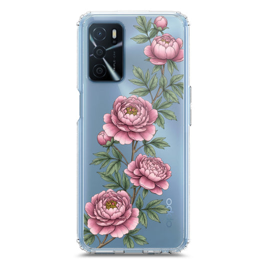Oppo A16 Cover - Velvet Bloom Series - Clear Phone Case - Soft Silicon Borders
