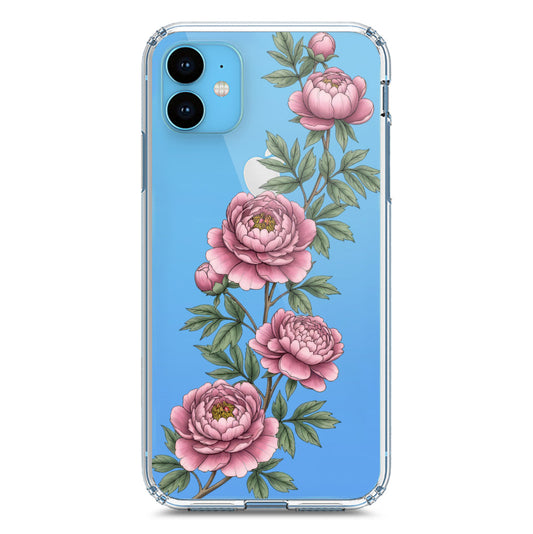 iPhone 11 Cover - Velvet Bloom Series - Clear Phone Case - Soft Silicon Borders