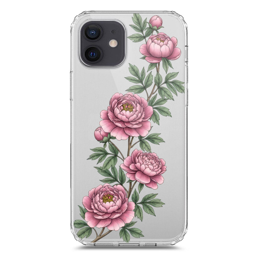 iPhone 12 Pro Cover - Velvet Bloom Series - Clear Phone Case - Soft Silicon Borders
