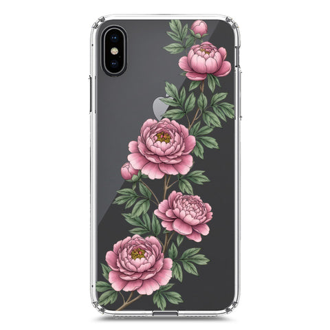 iPhone XS / X Cover - Velvet Bloom Series - Clear Phone Case - Soft Silicon Borders