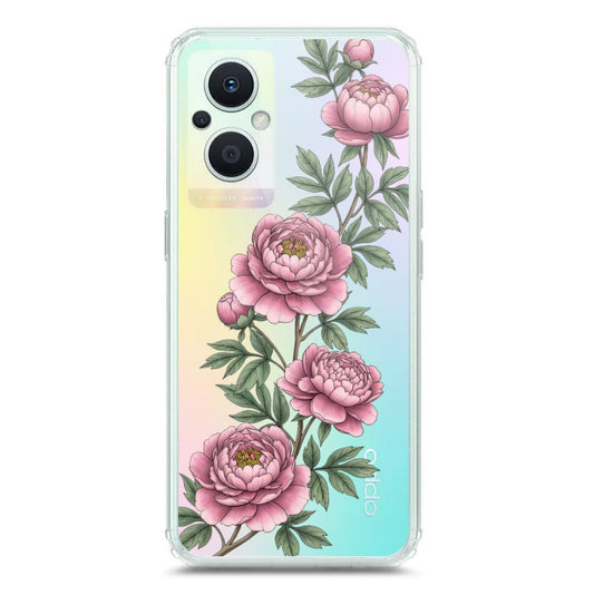 Oppo Reno 8 Z Cover - Velvet Bloom Series - Clear Phone Case - Soft Silicon Borders