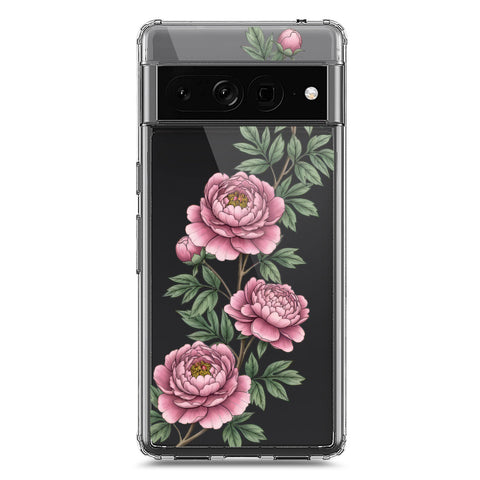 Google Pixel 7 Pro Cover - Velvet Bloom Series - Clear Phone Case - Soft Silicon Borders