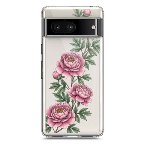 Google Pixel 7 Cover - Velvet Bloom Series - Clear Phone Case - Soft Silicon Borders