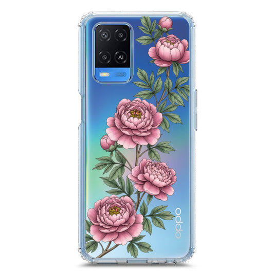 Oppo A54 4G Cover - Velvet Bloom Series - Clear Phone Case - Soft Silicon Borders