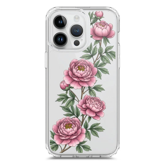 iPhone 15 Pro Cover - Velvet Bloom Series - Clear Phone Case - Soft Silicon Borders