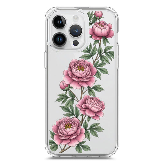 iPhone 15 Pro Max Cover - Velvet Bloom Series - Clear Phone Case - Soft Silicon Borders