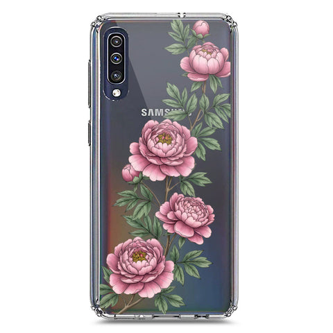 Samsung Galaxy A30s Cover - Velvet Bloom Series - Clear Phone Case - Soft Silicon Borders