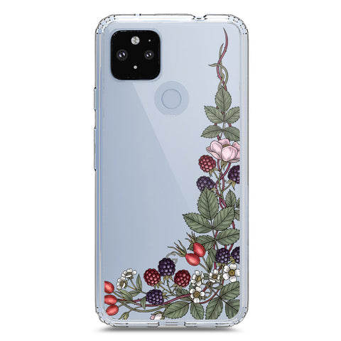 Google Pixel 5 XL Cover - Velvet Bloom Series - Clear Phone Case - Soft Silicon Borders