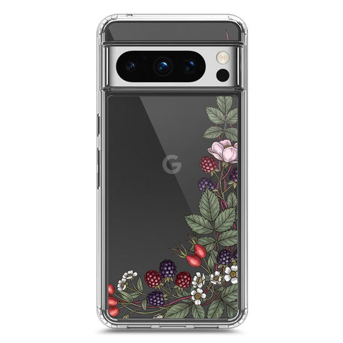 Google Pixel 8 Pro Cover - Velvet Bloom Series - Clear Phone Case - Soft Silicon Borders