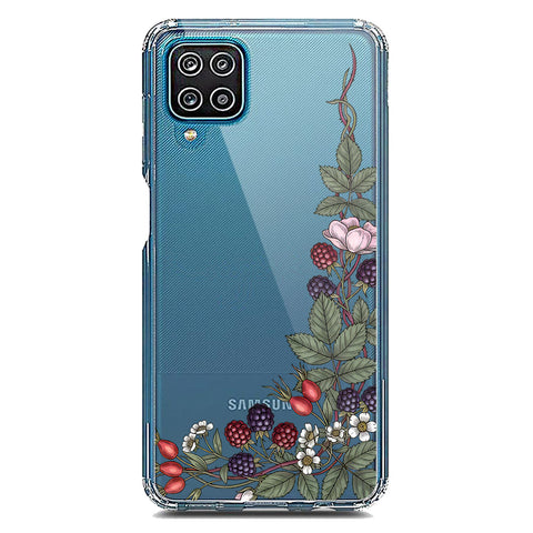 Samsung Galaxy A12 Cover - Velvet Bloom Series - Clear Phone Case - Soft Silicon Borders