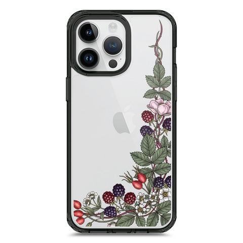 iPhone 15 Pro Max - Black - Cover - Velvet Bloom Series - Clear Phone Case - Soft Silicon Borders
