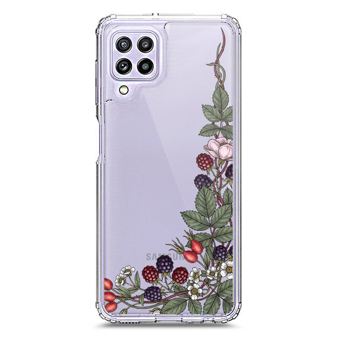 Samsung Galaxy M22 Cover - Velvet Bloom Series - Clear Phone Case - Soft Silicon Borders