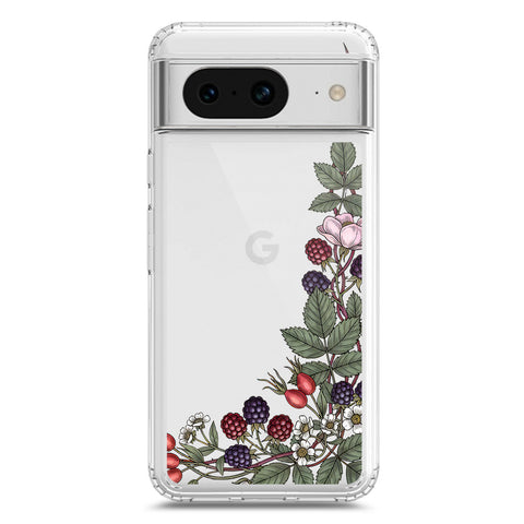 Google Pixel 8a Cover - Velvet Bloom Series - Clear Phone Case - Soft Silicon Borders