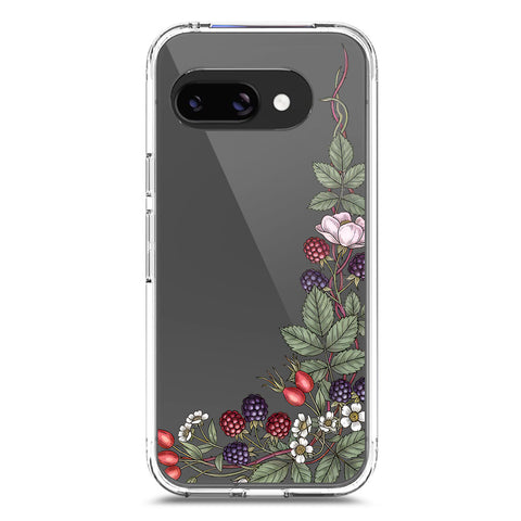 Google Pixel 9a Cover - Velvet Bloom Series - Clear Phone Case - Soft Silicon Borders