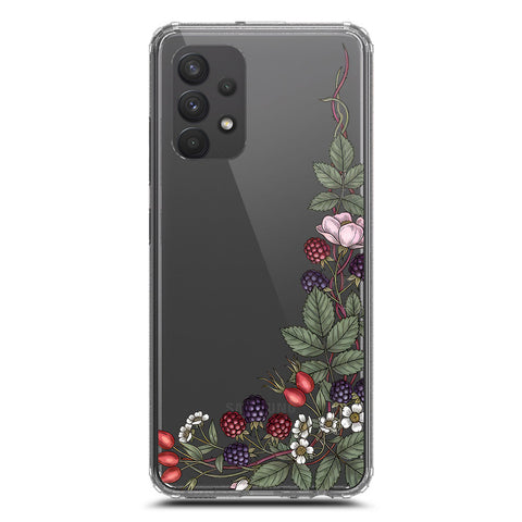 Samsung Galaxy A32 Cover - Velvet Bloom Series - Clear Phone Case - Soft Silicon Borders