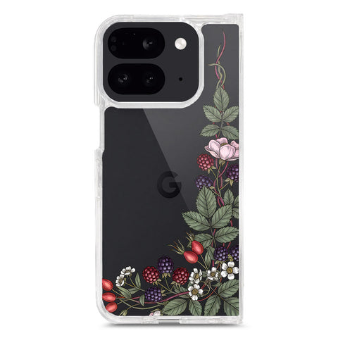 Google Pixel 9 Pro Fold Cover - Velvet Bloom Series - Clear Phone Case - Soft Silicon Borders