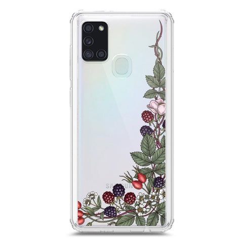 Samsung Galaxy A21s Cover - Velvet Bloom Series - Clear Phone Case - Soft Silicon Borders