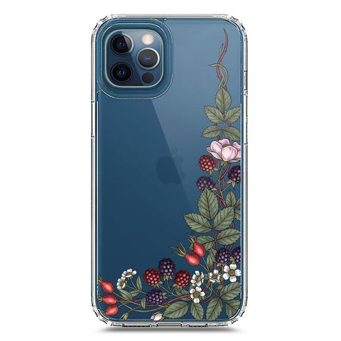 iPhone 12 Pro Max Cover - Velvet Bloom Series - Clear Phone Case - Soft Silicon Borders