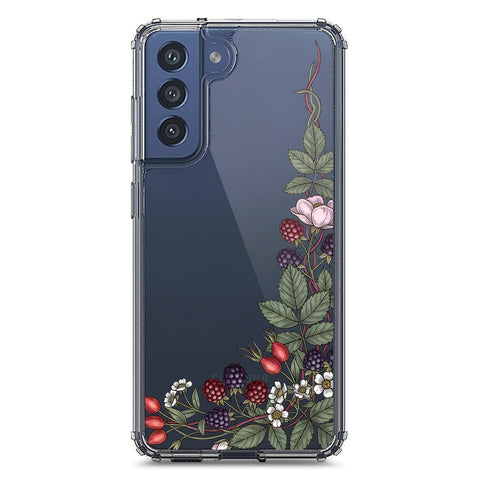 Samsung Galaxy S21 FE 5G Cover - Velvet Bloom Series - Clear Phone Case - Soft Silicon Borders