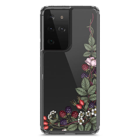 Samsung Galaxy S21 Ultra 5G Cover - Velvet Bloom Series - Clear Phone Case - Soft Silicon Borders