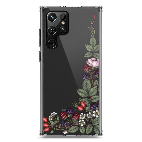 Samsung Galaxy S22 Ultra 5G Cover - Velvet Bloom Series - Clear Phone Case - Soft Silicon Borders