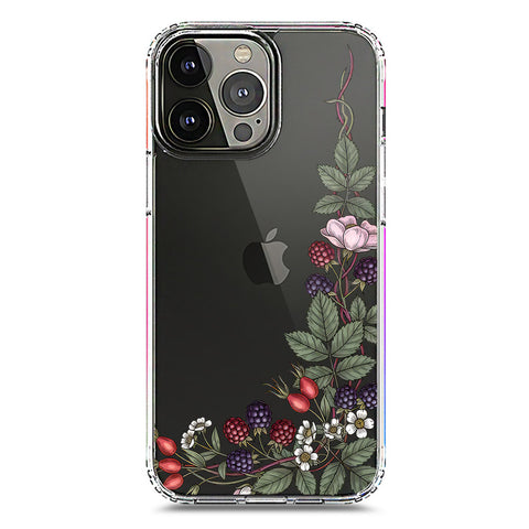 iPhone 13 Pro Max Cover - Velvet Bloom Series - Clear Phone Case - Soft Silicon Borders