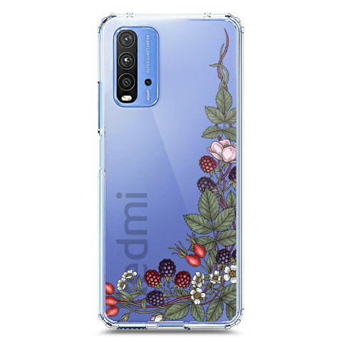 Xiaomi Redmi 9T Cover - Velvet Bloom Series - Clear Phone Case - Soft Silicon Borders