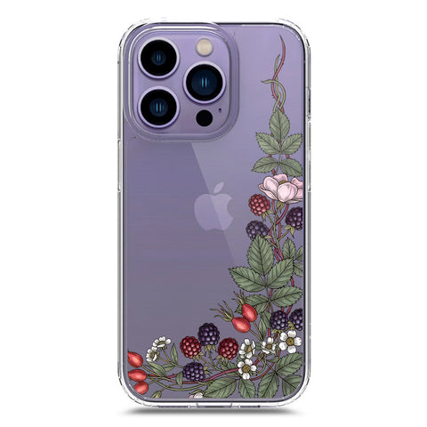 iPhone 14 Pro Cover - Velvet Bloom Series - Clear Phone Case - Soft Silicon Borders