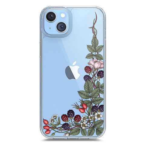 iPhone 14 Plus Cover - Velvet Bloom Series - Clear Phone Case - Soft Silicon Borders