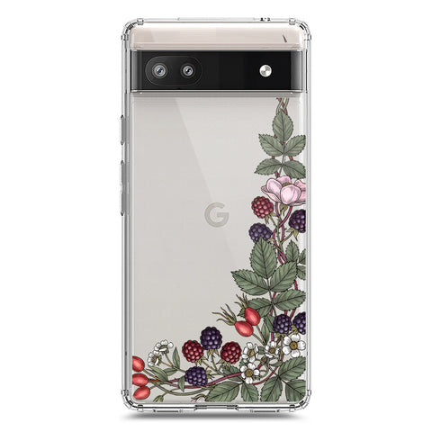 Google Pixel 6a Cover - Velvet Bloom Series - Clear Phone Case - Soft Silicon Borders