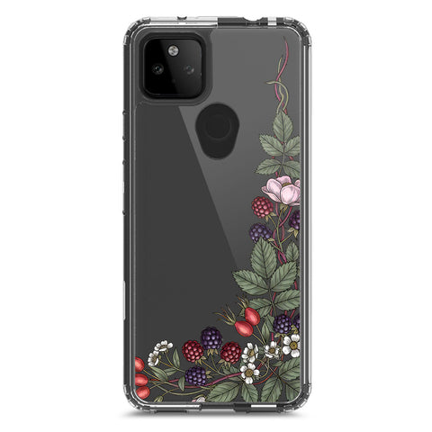 Google Pixel 5a 5G Cover - Velvet Bloom Series - Clear Phone Case - Soft Silicon Borders