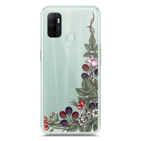 Oppo A53 Cover - Velvet Bloom Series - Clear Phone Case - Soft Silicon Borders