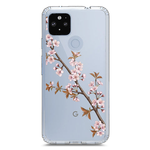 Google Pixel 5 XL Cover - Velvet Bloom Series - Clear Phone Case - Soft Silicon Borders
