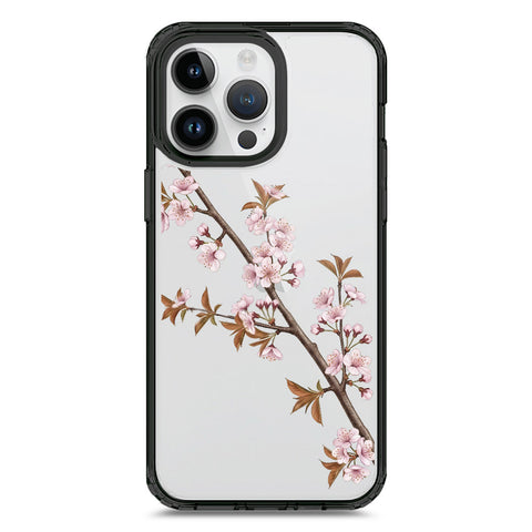 iPhone 15 Pro Max - Black - Cover - Velvet Bloom Series - Clear Phone Case - Soft Silicon Borders