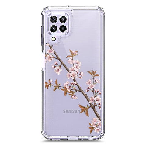 Samsung Galaxy M22 Cover - Velvet Bloom Series - Clear Phone Case - Soft Silicon Borders