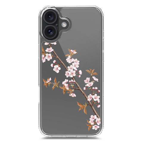iPhone 16 Plus Cover - Velvet Bloom Series - Clear Phone Case - Soft Silicon Borders