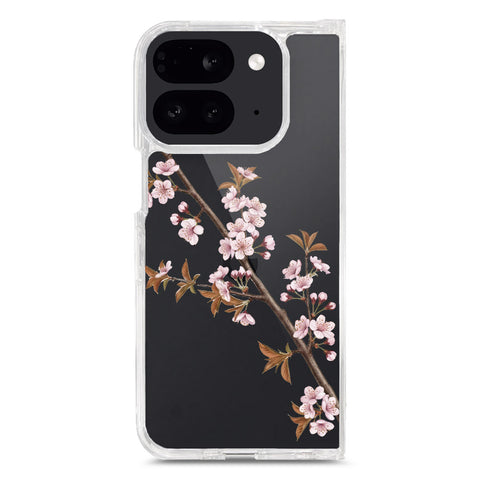Google Pixel 9 Pro Fold Cover - Velvet Bloom Series - Clear Phone Case - Soft Silicon Borders